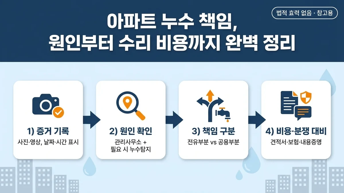 아파트 누수 발생 시 책임 소재 및 수리 비용 정리 가이드
