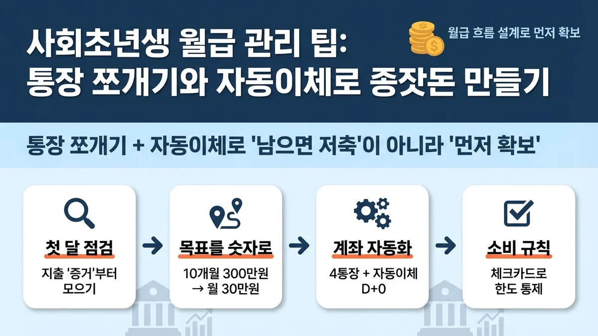 사회초년생 월급 관리 팁: 통장 쪼개기와 자동이체로 종잣돈 만들기