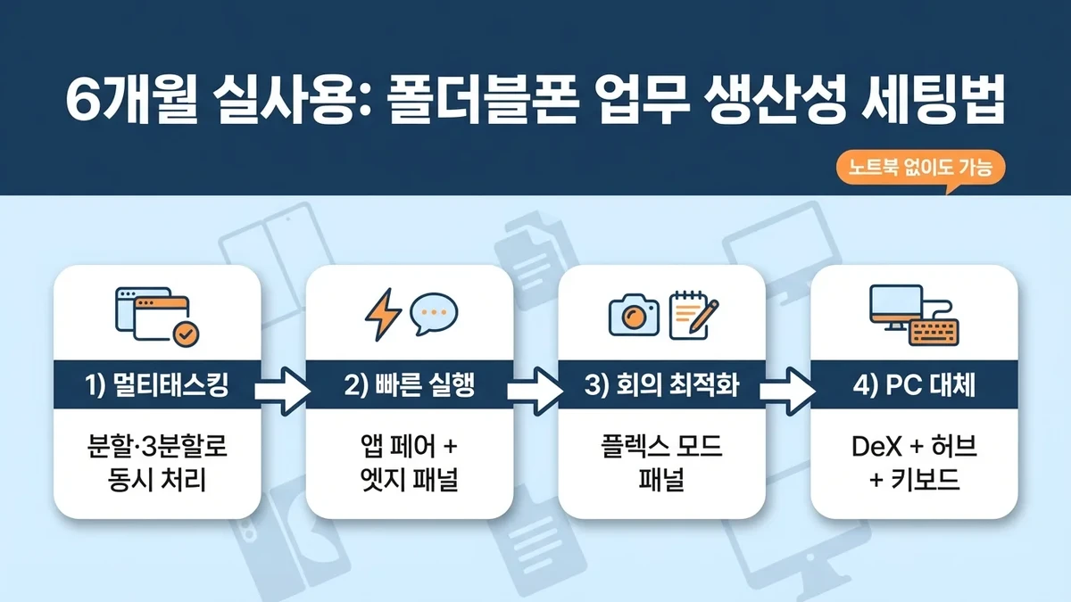 폴더블폰 생산성 높이는 방법: 멀티태스킹 세팅부터 덱스까지