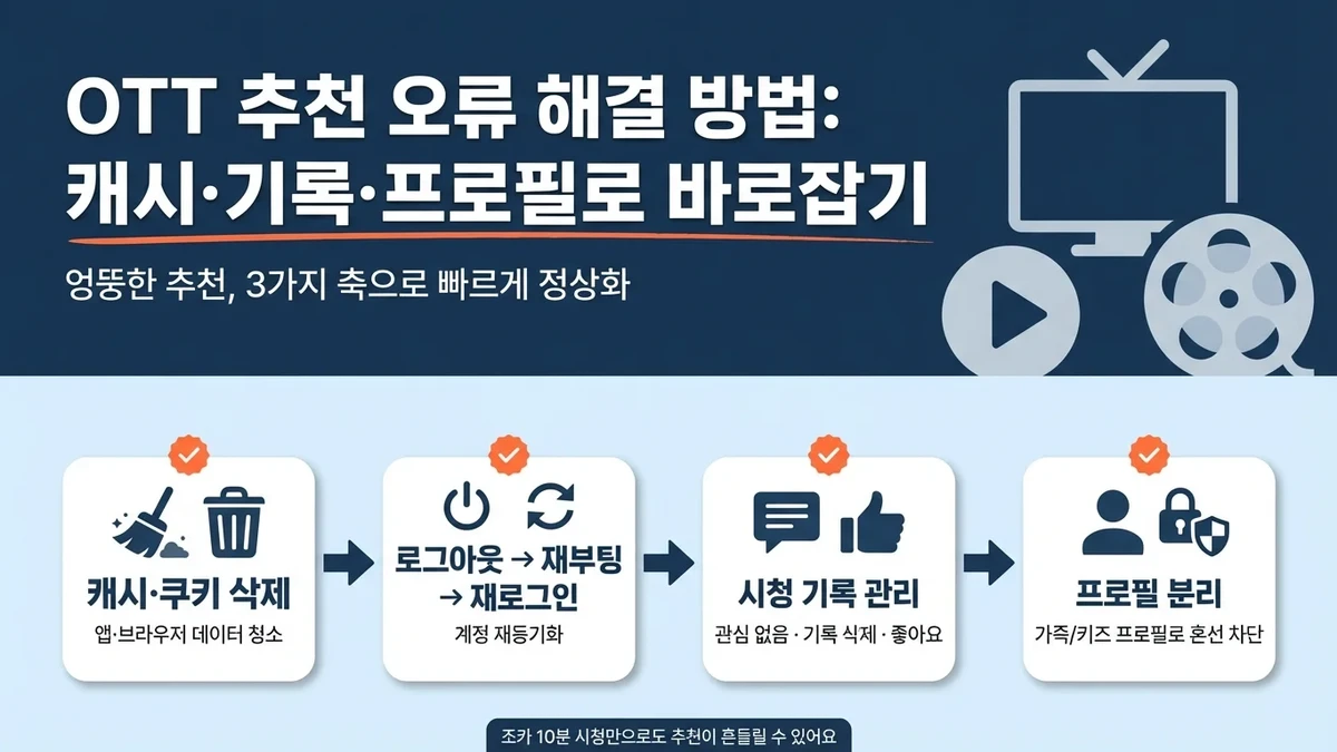OTT 추천 오류 해결 방법: 캐시·기록·프로필로 바로잡기