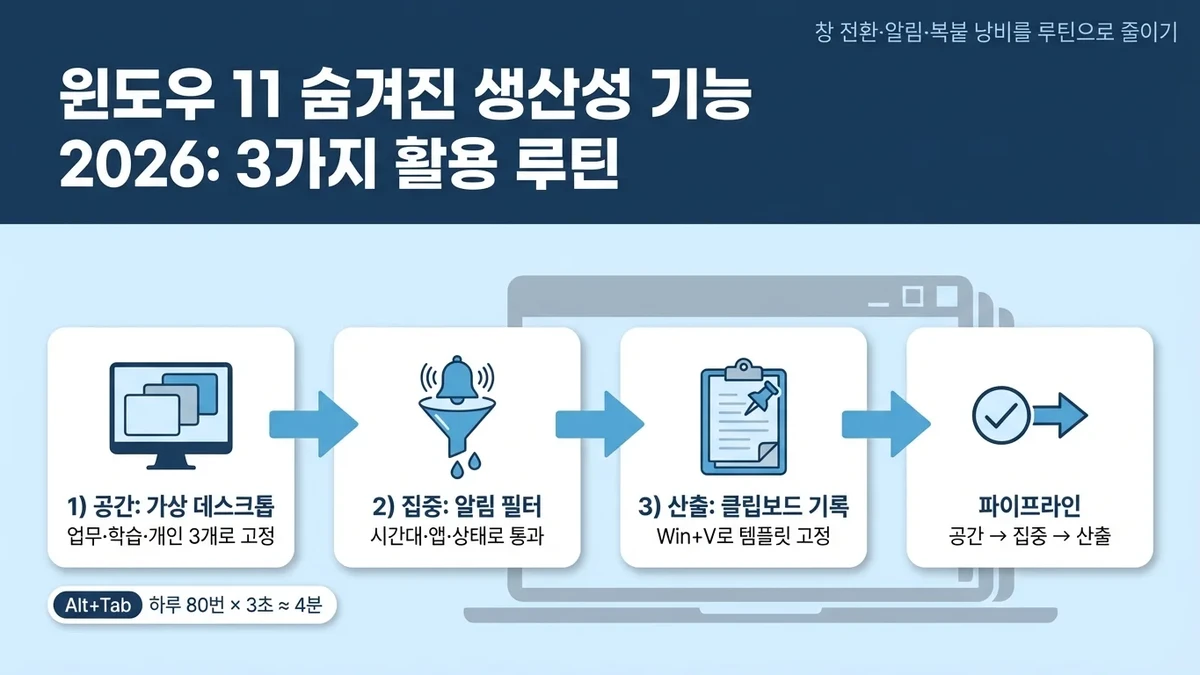 윈도우 11 숨겨진 생산성 기능 2026: 3가지 활용 루틴