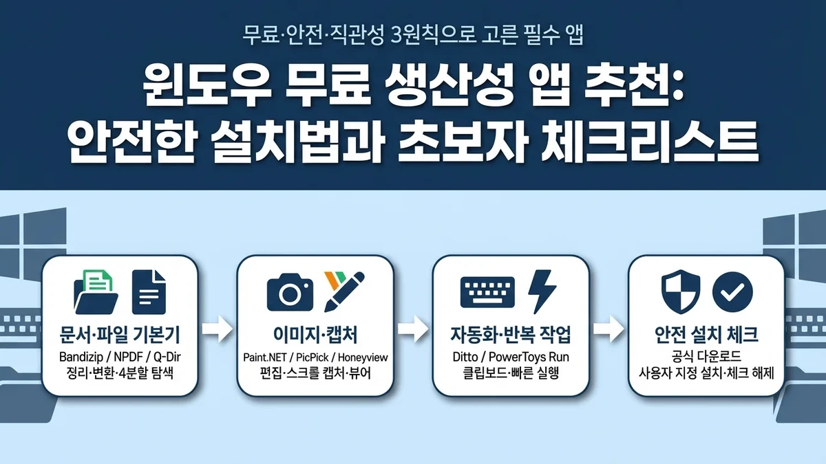 윈도우 무료 생산성 앱 추천과 안전한 설치 방법, 초보자 체크리스트