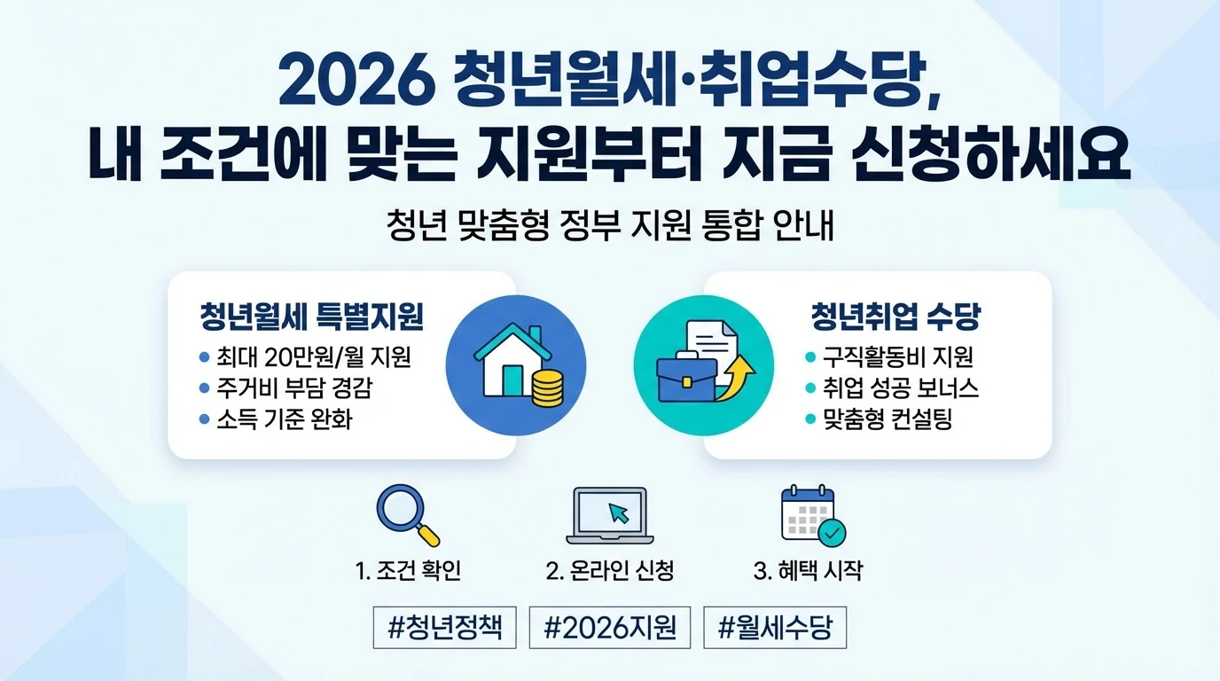 2026 청년월세·취업수당, 내 조건에 맞는 지원부터 지금 신청하세요