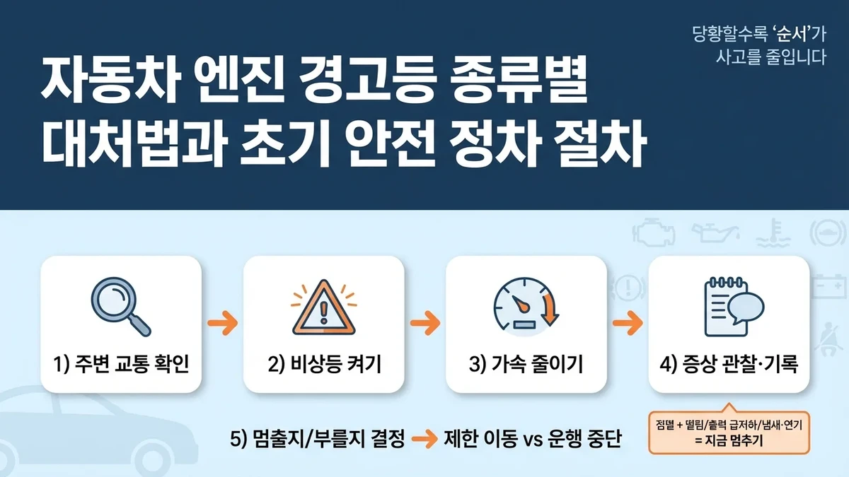 자동차 엔진 경고등 종류별 대처법과 초기 안전 정차 절차