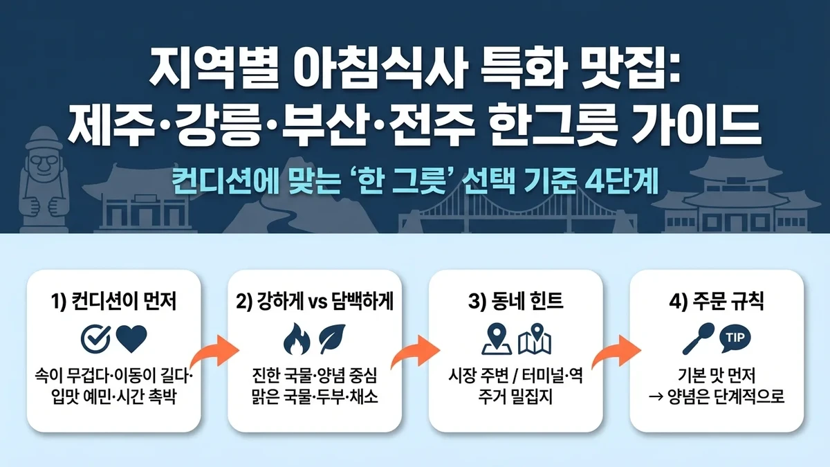 지역별 아침식사 특화 맛집: 제주·강릉·부산·전주 한그릇 가이드